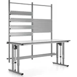 Výškově nastavitelný pracovní stůl MOTION, 400 kg, 2000x800 mm, s panelem na nářadí a závěsnými lišt