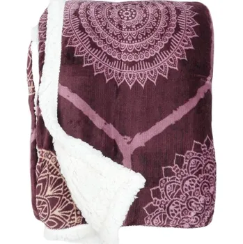 deka Deka beránek, 200 × 150 cm, mandala bordó–bílá, 100% polyester 154334 C