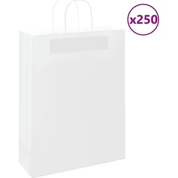Dárková taška vidaXL Papírové sáčky 250 ks s uchy 32x12x42 cm [4101704] Barva: Bílá