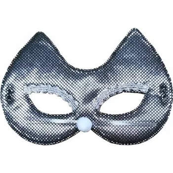 Karnevalová maska SUPER Maska Kočka Kotě Černo-stříbrná TC53158