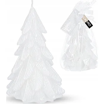 Svíčka VÁNOČNÍ SVÍČKA STROMEČEK dekorativní vosková svíčka bílá 12,5x9