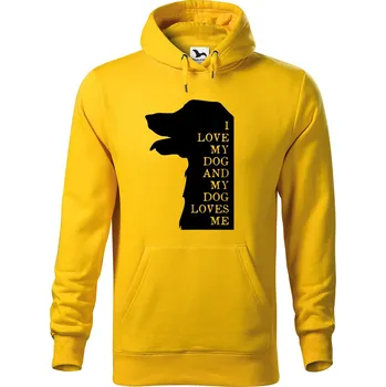 Pánská mikina DOBRÝ TRIKO Pánská mikina s potiskem I love my dog Velikost pánské mikiny: L, Barva: Žlutá
