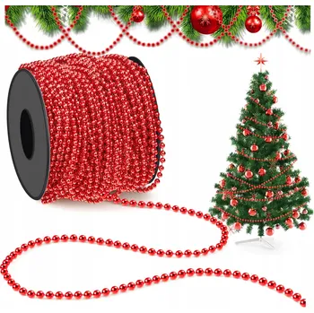 Vánoční dekorace ŘETĚZ NA VÁNOČNÍ STROMEČEK VÁNOČNÍ GIRLANDA DEKORACE KORÁLKY PERLY OZDOBA 10 M 8 MM