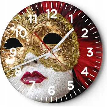 Hodiny Nástěnné hodiny do obýváku 40x40 Maska Kulatý Skleněné hodiny Loft Tiché