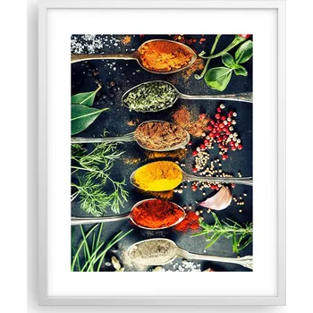 Obraz Obraz plakát na zeď v bílém rámu 40x50 koření plakáty do obýváku