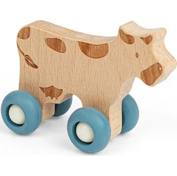 Hračka pro nejmenší Bigjigs Toys Domácí zvířátko na kolečkách Kravička