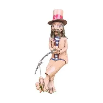 Zahradní dekorace DOLTAK Keramický sedící vodník s cylindrem a udicí 67 cm