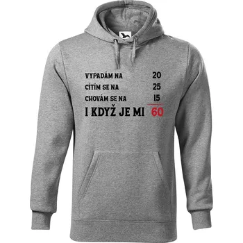 Pánská mikina DOBRÝ TRIKO Pánská mikina s potiskem Je mi 60 Velikost pánské mikiny: 4XL, Barva: Tmavě šedý melír