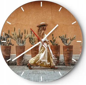 Hodiny Velké nástěnné hodiny 40x40 Boho Skleněné hodiny Kulatý Tiché