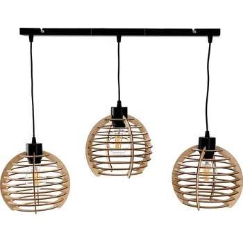 Závěsné svítidlo LED-ONE loft dřevo koule 3-bodové osvětlení E27