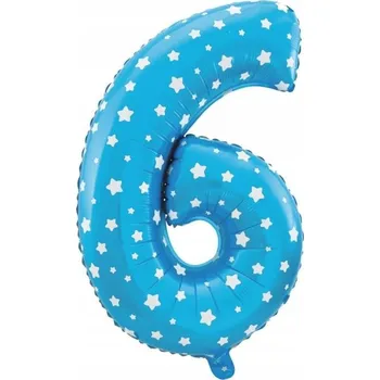 Balónek Fóliový balónek modrý s hvězdičkami ČÍSLICE 40 cm - 6