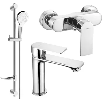 Vodovodní baterie MEXEN/S - Royo DF05 Set umyvadlové a sprchové baterie s příslušenstvím, chrom 72204DF05-00