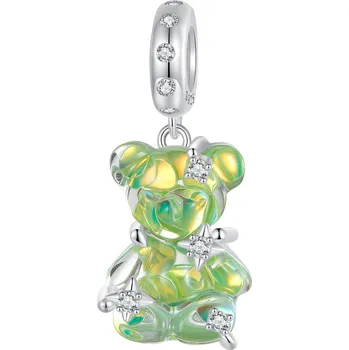 Přívěsek Elenys stříbrný visací přívěsek zelený Medvídek