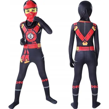Karnevalový kostým Kostým Ninja Černo-Červený Ninjago vel. 130-140 cm.