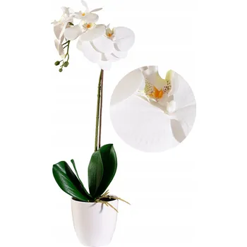 umělá květina UMĚLÁ ORCHIDEJ BÍLÁ gumová jako živá dekorace do obýváku rostlina 70cm