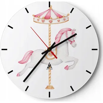 Hodiny Nástěnné hodiny do kuchyně 30x30 Kůň Skleněné hodiny do obýváku Loft Tiché