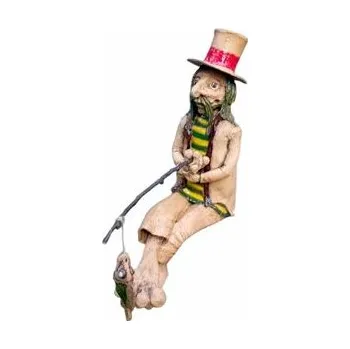 Zahradní dekorace DOLTAK Keramický sedící vodník s cylindrem a udicí 65 cm