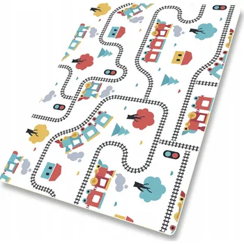 Podložka pod nábytek KOBEREC PRO DĚTI ANTI-ALERGENNÍ PODLOŽKA NA PODLAHU SILNICE VLÁČKY KOLEJE VINYLOVÝ