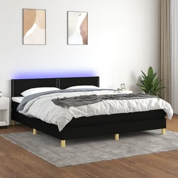 Ložnice vidaXL Box spring postel s matrací a LED 180x200 cm textil [3133657] Barva: Černá