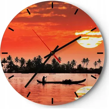 Hodiny Velké nástěnné hodiny 40x40 Krajina Skleněné hodiny Kulatý Tiché