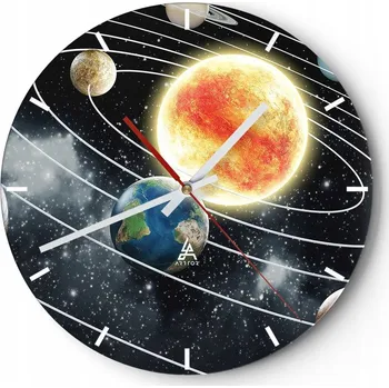 Hodiny Velké nástěnné hodiny na zeď 40x40 Kosmos Skleněné hodiny Kulatý Tiché