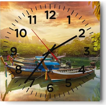 Hodiny Kuchyňské nástěnné hodiny 30x30 Krajina Skleněné hodiny do obýváku Moderní Tiché