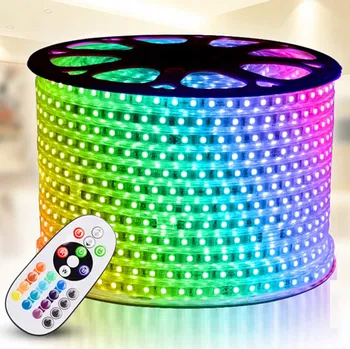 LED páska Barevný LED pásek RGB 230V s dálkovým ovládáním, voděodolný, 1 metr, sada SMD5050