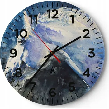 Hodiny Kuchyňské nástěnné hodiny 30x30 Kůň Moderní skleněné hodiny Obývací pokoj Tichý