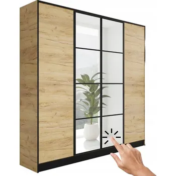Šatní skříň Čtyřdveřová Skříň se zrcadlem MODEL 1, COSTA 4D, GOLDEN OAK CRAFT