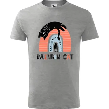 Chlapecké tričko DOBRÝ TRIKO Dětské tričko Rainbow cat Velikost: 158/12 let, Barva: Tmavě šedý melír