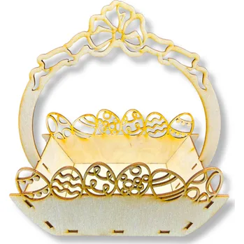 Obraz Dřevěný košík košíček velikonoční nádoba na sladkosti z překližky 3D