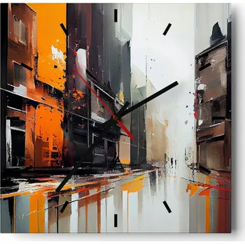 Hodiny Velké nástěnné hodiny 40x40 Architektura Skleněné hodiny Tiché