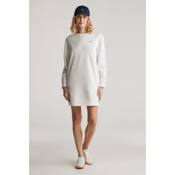 Dámské šaty MIKINOVÉ ŠATY GANT SHIELD C-NECK SWEAT DRESS EGGSHELL
