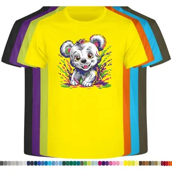 Chlapecké tričko detske-levne-bavlnene-tricko-potisk-pes-nezbedne-stene Barva: Yellow - žlutá, velikost: 116