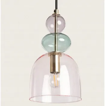 Závěsné skleněné svítidlo pudrová růžová 1xE14 Baudelaire zlaté