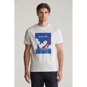 Pánské tričko TRIČKO GANT GRAPHIC SS T-SHIRT EGGSHELL