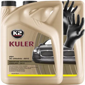 Náplň do chladiče a ostřikovače 2x K2 KULER -35°C Chladicí kapalina připravená k použití G12 ŽLUTÁ 5L Zima Léto