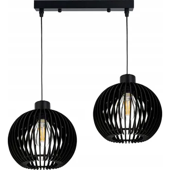 Závěsné stropní svítidlo ČERNÉ, loft styl, na 2x E27, dřevo ČERNÉ
