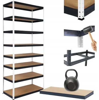 Dílenský regál Kovový regál skladový stojan HELIOS 270x90x30cm 8 polic x 175kg NOSNOST