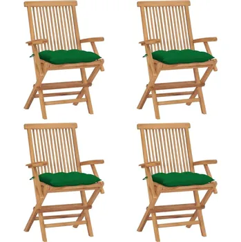 Zahradní nábytek OMAXI Zahradní židle se zelenými poduškami 4 ks masivní teak 298855