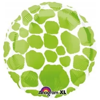 Balónek Foliový balónek kulatý Zelené tečky Žirafa 43 cm