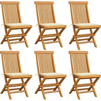 OMAXI Zahradní židle s krémovými poduškami 6 ks masivní teak 298404