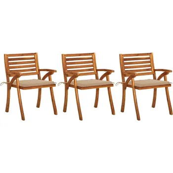 OMAXI Zahradní jídelní židle s poduškami 3 ks masivní akáciové dřevo 231838