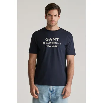Pánské oblečení TRIČKO GANT GRAPHIC PRINTED TSHIRT EVENING BLUE