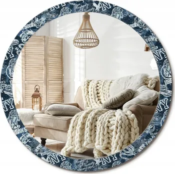 Zrcadlo Zrcadlo na zeď zdobené grafikou na skle Koláž York XXL průměr 100 cm