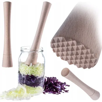 Obraz Kloubový tlouk na zelí, kvašení a fermentaci, dřevěný tlouk na ZELENINY