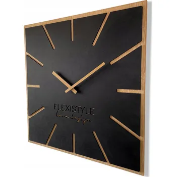 Hodiny Velké nástěnné hodiny do obýváku černé ECO EXACT dřevěné 60 cm
