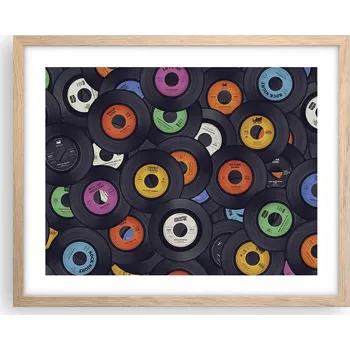 Obraz Obraz plakát na zeď v rámu světlý dub 50x40 hudební deska foto do obýváku