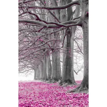 Obraz Plakát Stromy v řadě - růžové listy bez rámu 56,6 x 86,4 cm