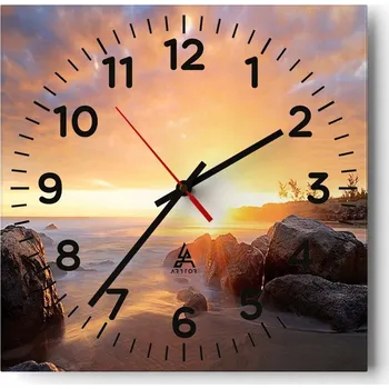 Hodiny Nástěnné hodiny do obýváku 40x40 Krajina Bezhluczne Skleněné hodiny Tiché